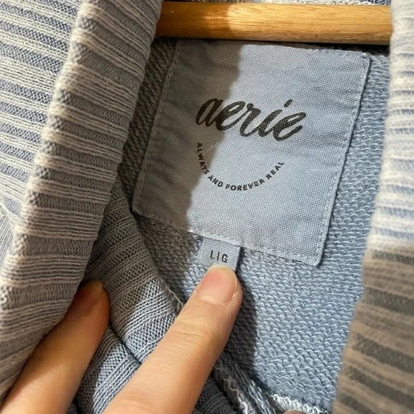 Aerie Light Blue Crop Turtleneck Pullover - Picture 2 of 3